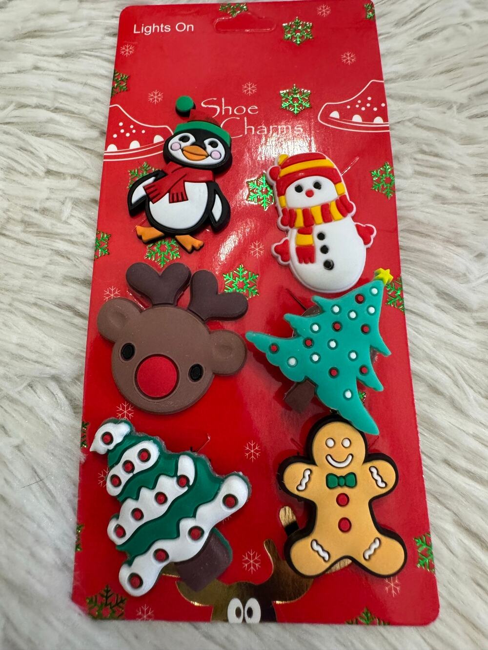 Christmas shoe charms set of 6 light up different designs